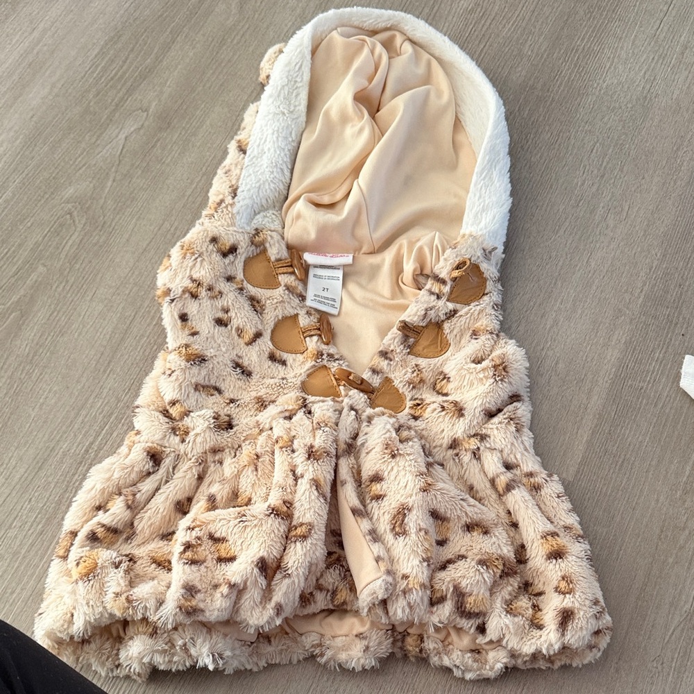Faux Fur Hooded Vest with Toggle Closures